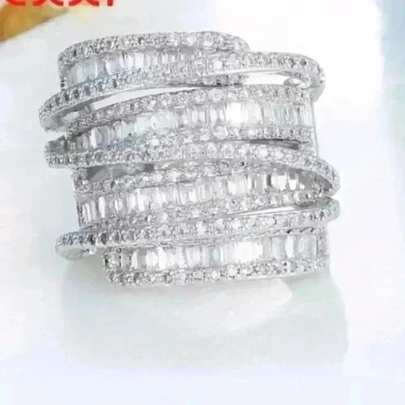 New 6.4 CT 925 Sterling Silver Diamond Ring - Picture 3 of 16